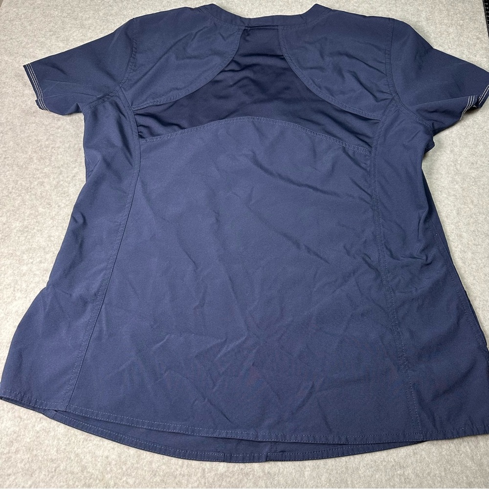 Med‎ Couture Women's L Deep Blue Short Sleeve Scrub Top - Picture 8 of 11